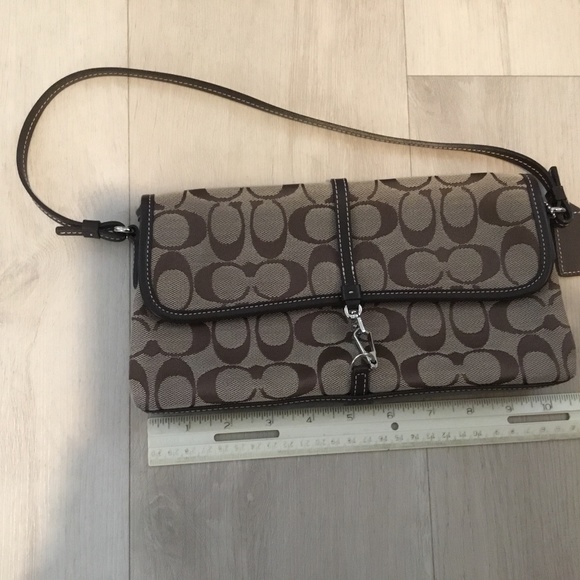 Coach Handbags - Coach signature C brown and tan envelope shoulder bag with silver colored accent